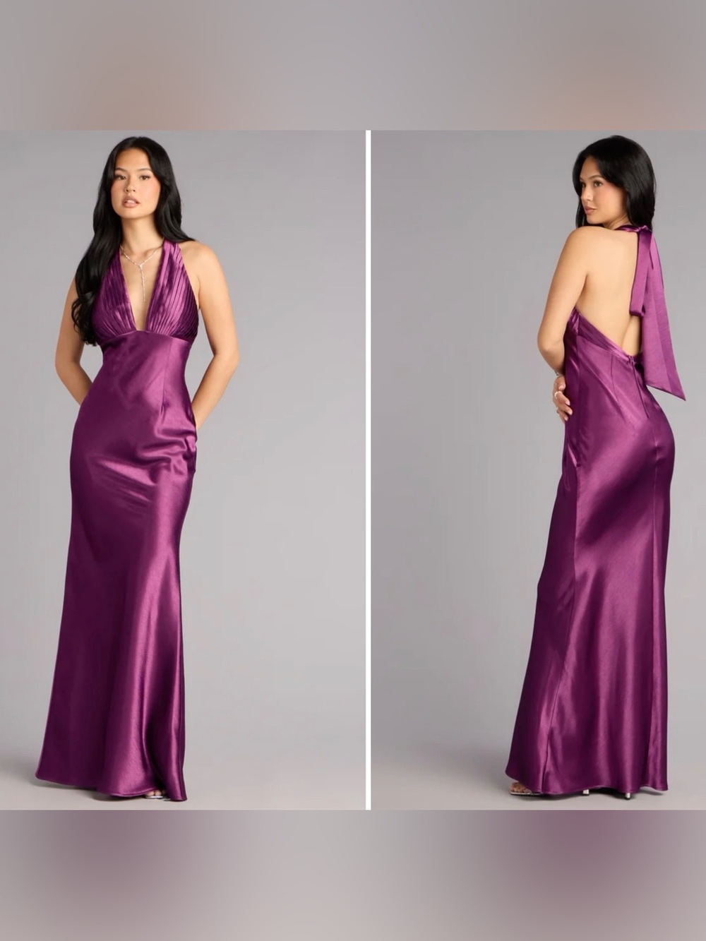 WINDSOR Meryl Satin Open Back Mermaid Formal Dress - Size Small